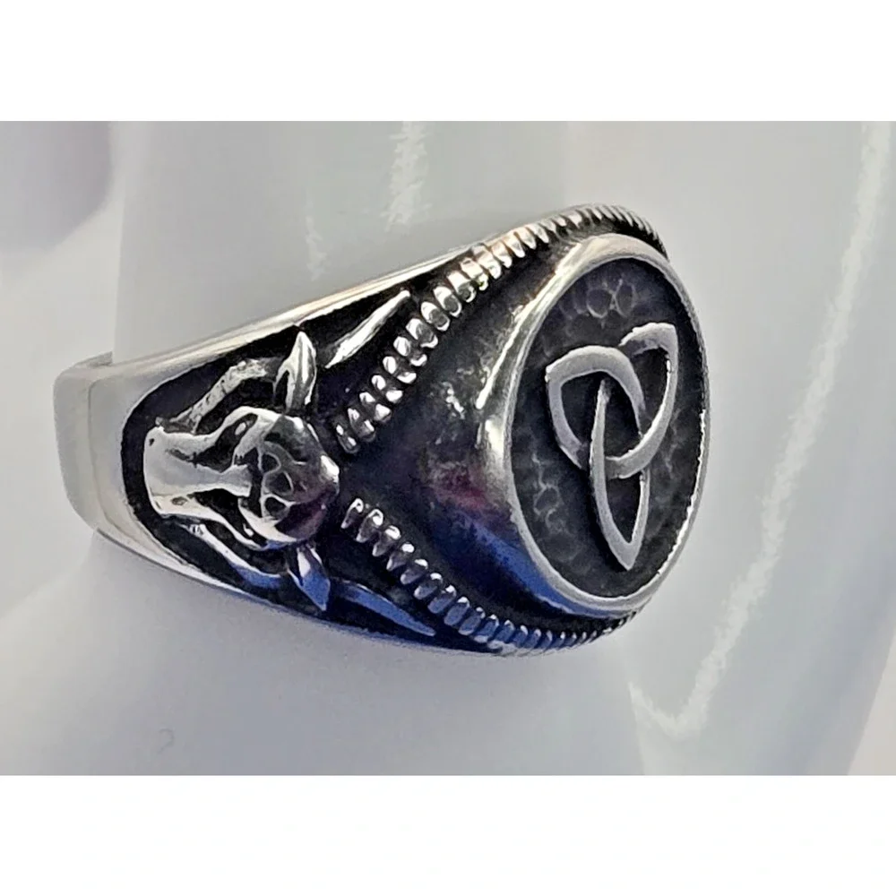 Men’s Celtic Trinity Knot Ring Size 12 Stainless Steel Viking Gothic Style